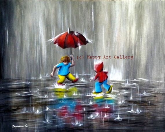 570x456 Rainy Day Rain Paintings Rainy Season Paintings Rainy Day Painting - Rain Painting For Kids