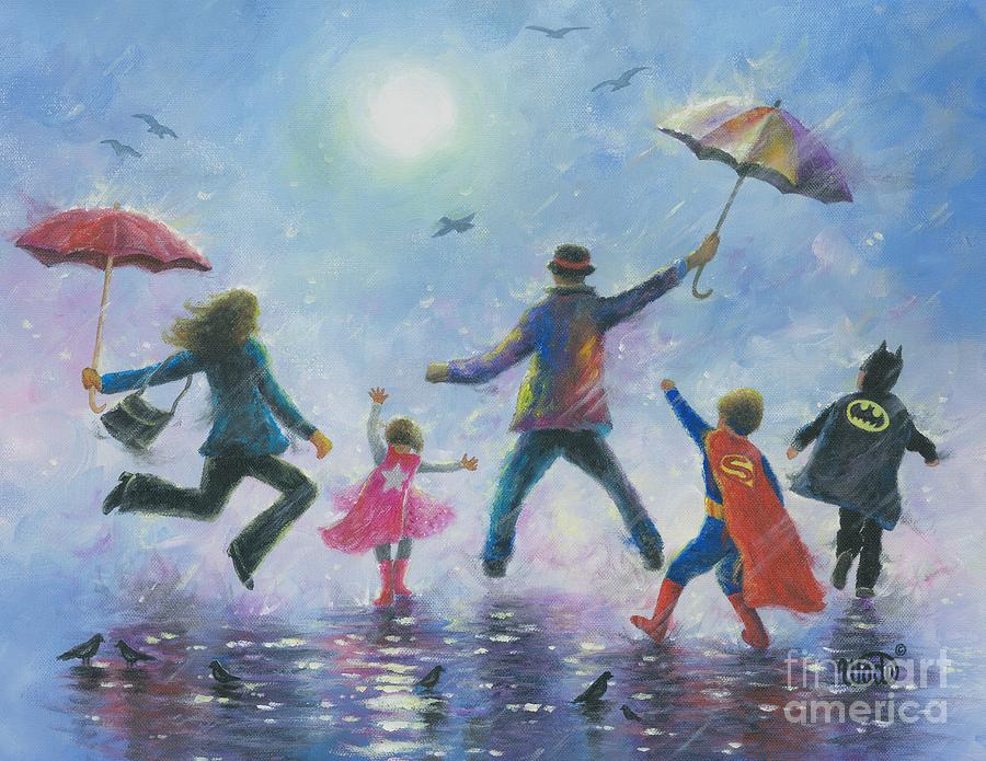 900x695 Singing In The Rain Super Hero Kids Painting By Vickie Wade - Rain Painting For Kids