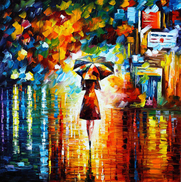 600x603 Rain Princess Art Print By Leonid Afremov - Rain Princess Painting