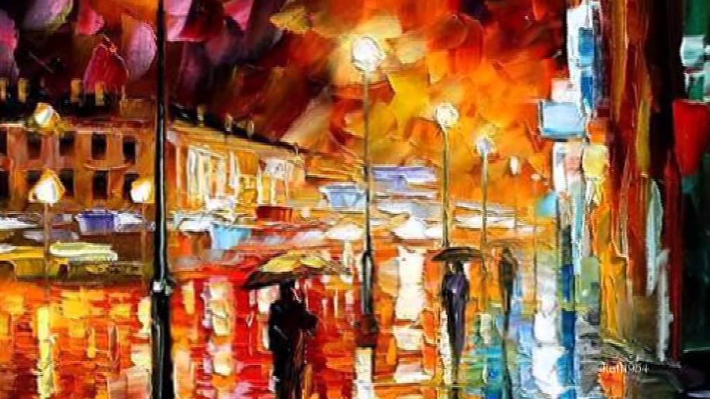 1024x576 Leonid Afremov Rain Princess - Rain Princess Painting