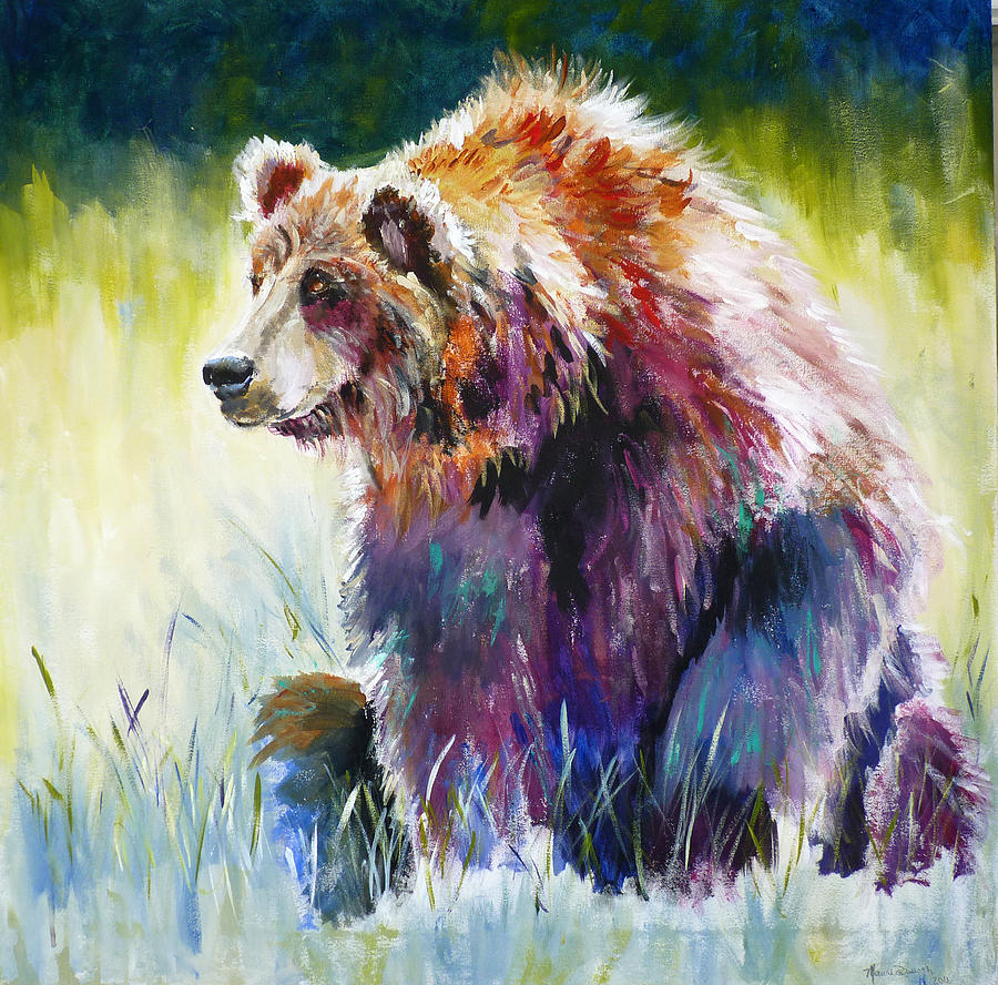 900x888 The Rainbow Bear Painting By P Maure Bausch - Rainbow Animal Painting