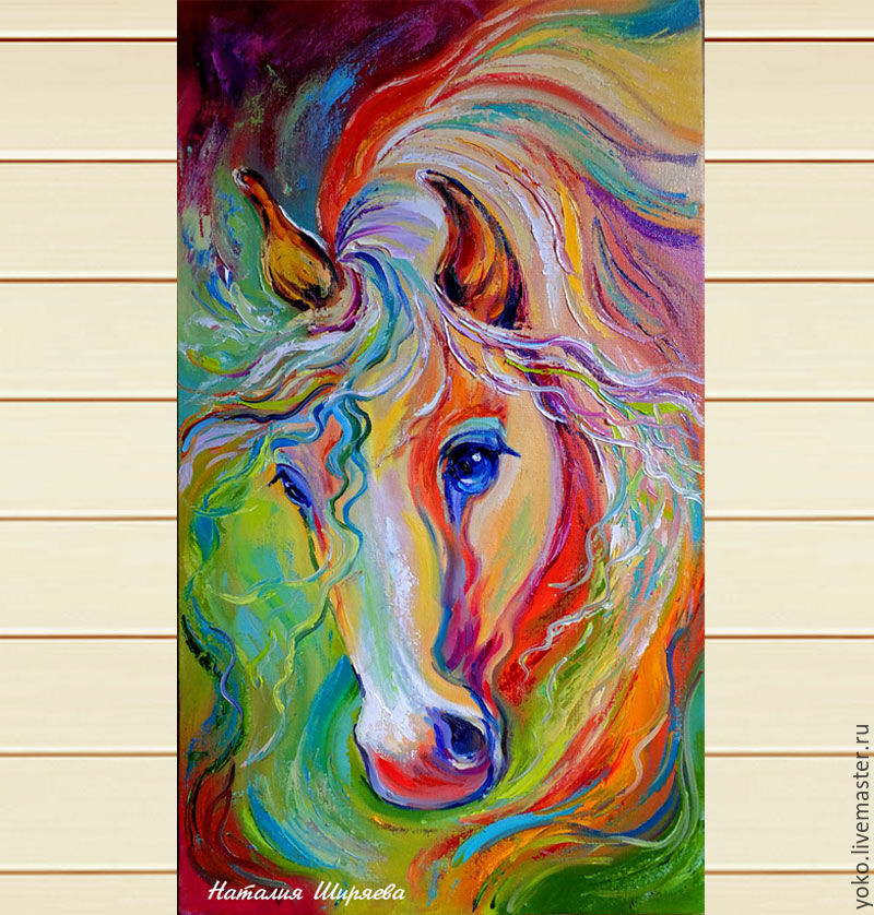 800x838 Oil Painting Rainbow Horse Shop Online On Livemaster - Rainbow Animal Painting