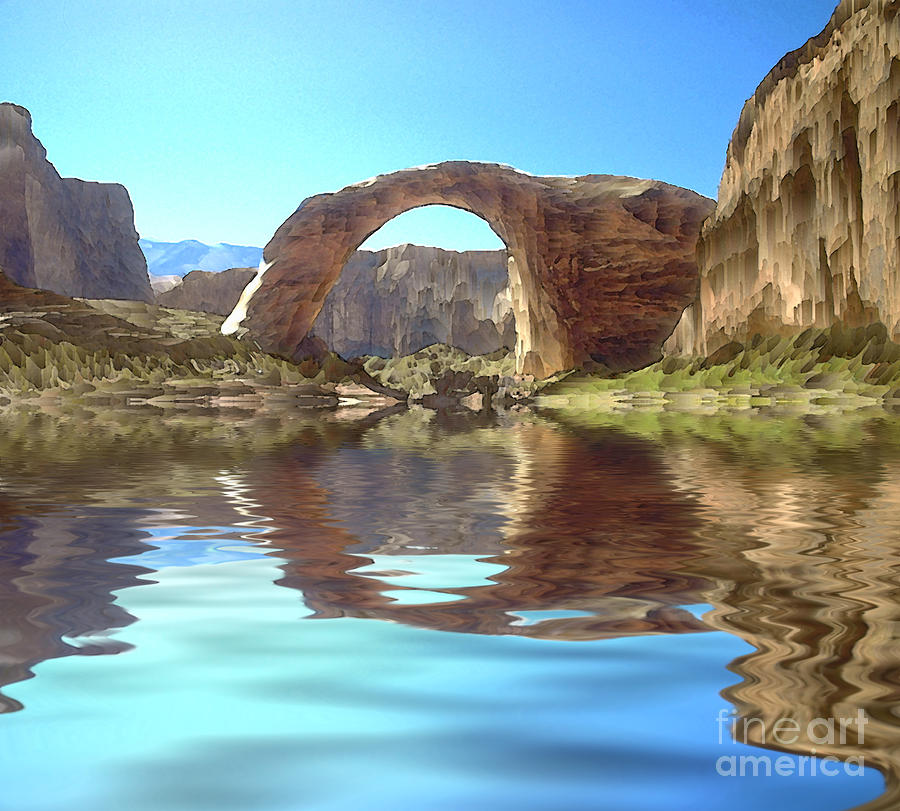 900x811 Rainbow Bridge Painting By Jerry Mcelroy - Rainbow Bridge Painting