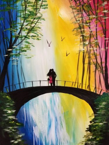 375x500 Rainbow Bridge Kiss, Painting Idea. Search Our Event Calendar - Rainbow Bridge Painting
