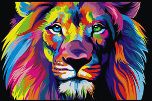 300x200 Framed Print Canvas Street Pop Art Rainbow Lion Painting Wall - Rainbow Canvas Painting