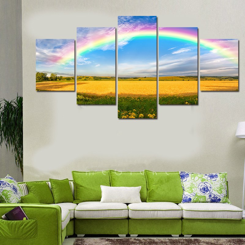 800x800 Hottest Rainbow Canvas Painting 5 Piece Hd Top Rated Print Wall - Rainbow Canvas Painting