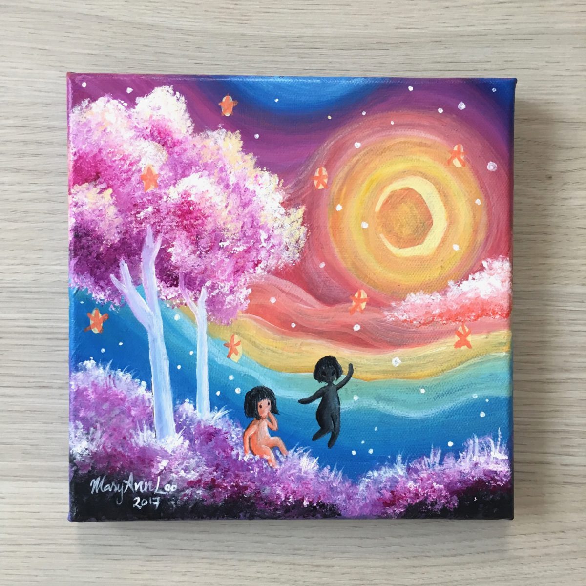 1200x1200 Original Canvas Painting Day 34 Rainbow (2017 - Rainbow Canvas Painting