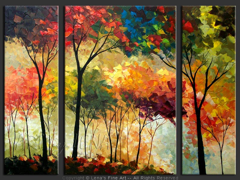 800x600 Rainbow Forest Art By Lena - Rainbow Canvas Painting