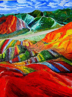 238x320 Rainbow Mountain Oil Painting On Canvas - Rainbow Canvas Painting