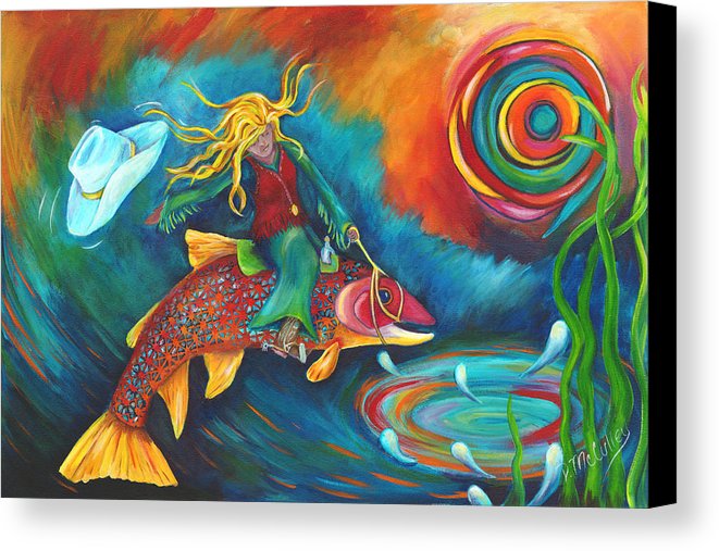 661x507 Ridin' A Rainbow Canvas Print Canvas Art By Debbie Mcculley - Rainbow Canvas Painting