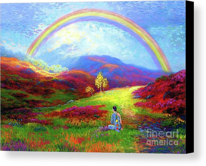 661x535 Buddha Chakra Rainbow Meditation Canvas Print Canvas Art By Jane - Rainbow Canvas Painting