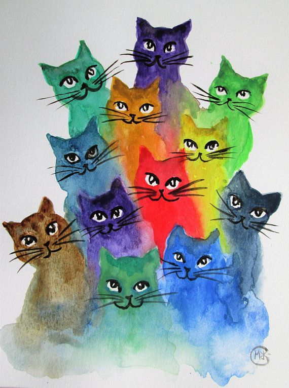 Rainbow Cat Painting at PaintingValley.com | Explore collection of ...