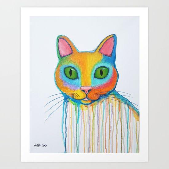 550x550 Rainbow Cat Print Miette - Rainbow Cat Painting