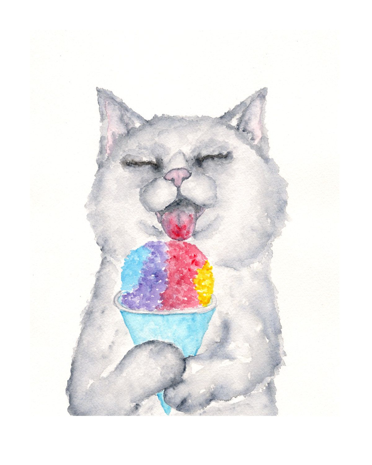 1200x1500 For Kiki!! Cat Art, Watercolor Cat Painting, Cat Illustration - Rainbow Cat Painting
