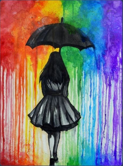 491x660 Tumblr Watercolour Art Girl Rainbow The Style Is Very Clever - Rainbow Colors Painting