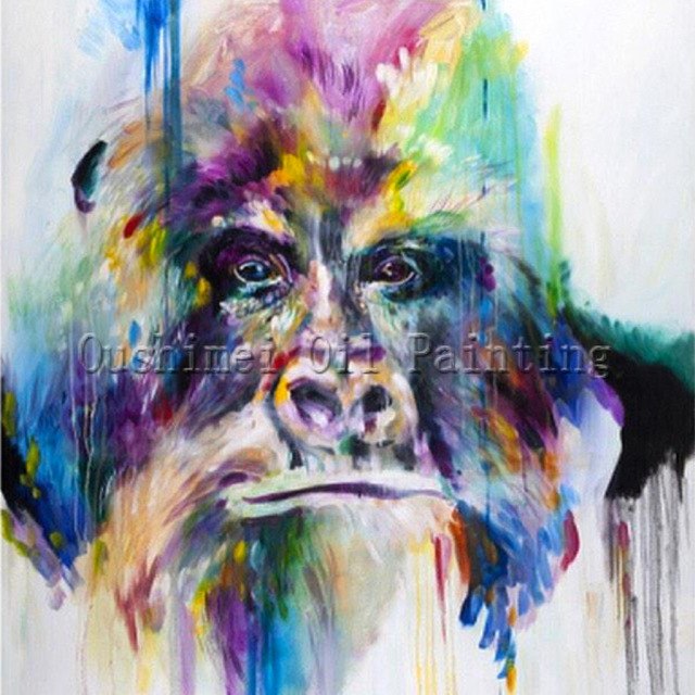 640x640 X Series Pure Hand Painted Rainbow Colors Kingkong Oil Painting - Rainbow Colors Painting