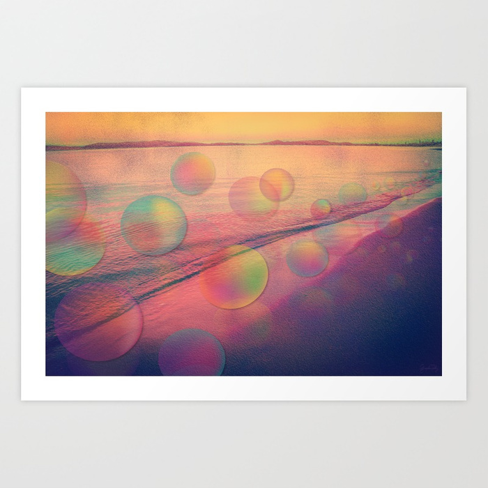 700x700 Colorful Summer Dream (California Beach In Rainbow Colors) Art - Rainbow Colors Painting