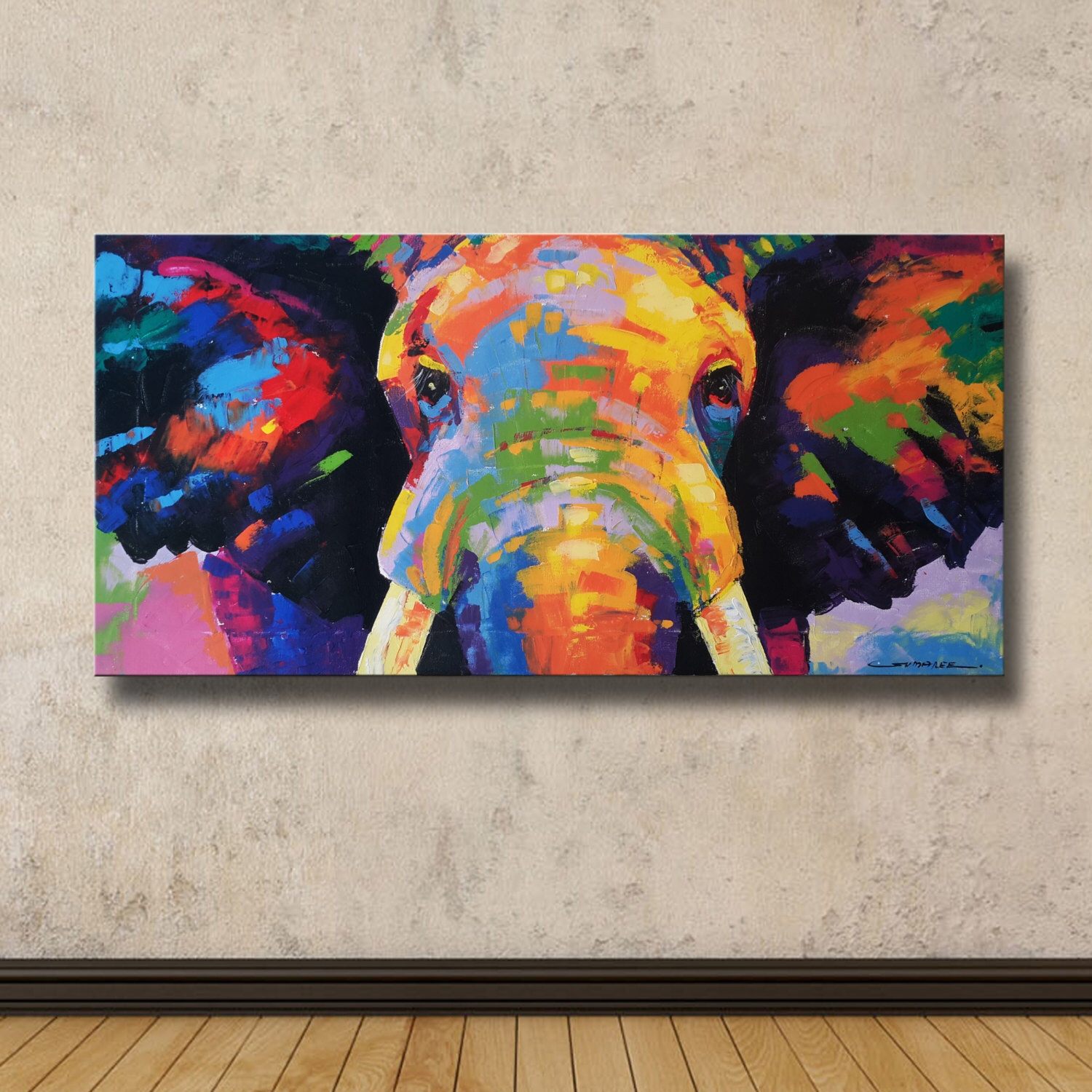 1500x1500 Inspirational Etsy Wall Art Paintings Wall Decorations - Rainbow Elephant Painting