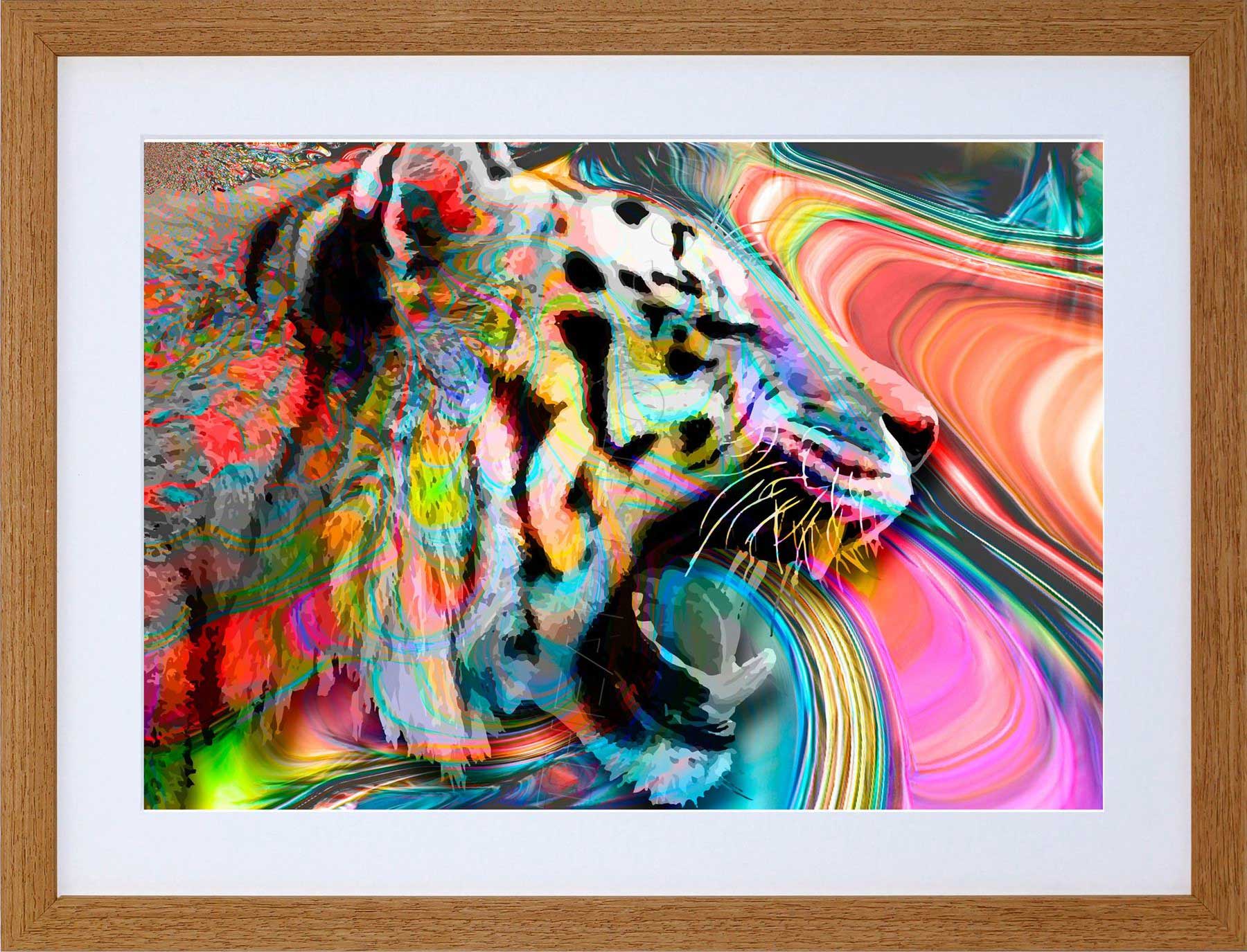 1800x1375 Photo Painting Trippy Rainbow Tiger Framed Picture Art Poster - Rainbow Elephant Painting
