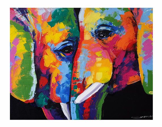 570x448 Rainbow Elephant, Wall Decor Paintings , 40x80cm - Rainbow Elephant Painting