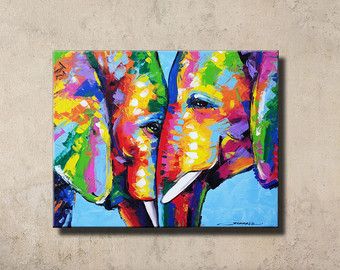 340x270 Rainbow Elephant, Wall Decor Paintings Elephant Paintings - Rainbow Elephant Painting