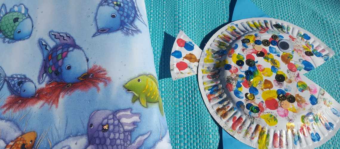 1140x500 Rainbow Fish Paper Plate Craft - Rainbow Fish Painting