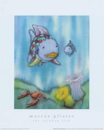 359x450 Rainbow Fish And The Little Blue Fish Art Print By Marcus Pfister - Rainbow Fish Painting