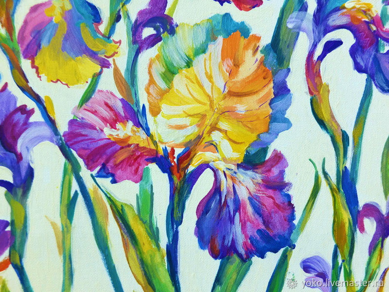 800x600 Painting With Irises Rainbow Mood Shop Online On Livemaster - Rainbow Flower Painting