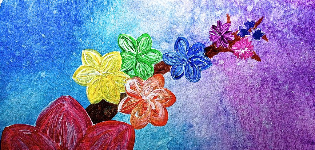 1024x489 Rainbow Flowers By Lambieb123 - Rainbow Flower Painting