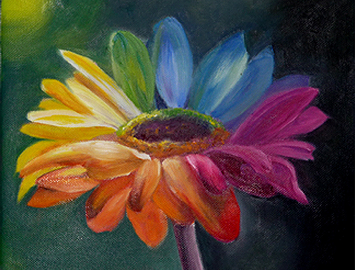 695x528 Arina Gerasimova - Rainbow Flower Painting