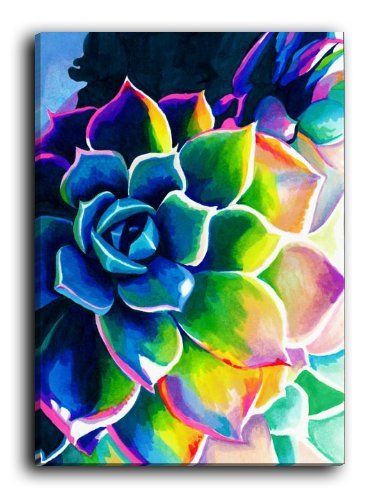 373x500 Supplication Succulent (Colorful Rainbow Spiritual Vivid Neon - Rainbow Flower Painting