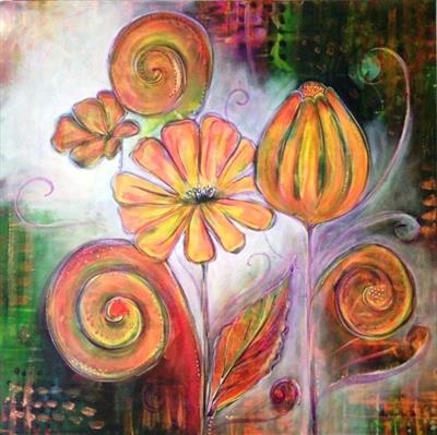 400x399 Wilma Seston Rainbow Flowers Series 4 By Wilma Flowers - Rainbow Flower Painting