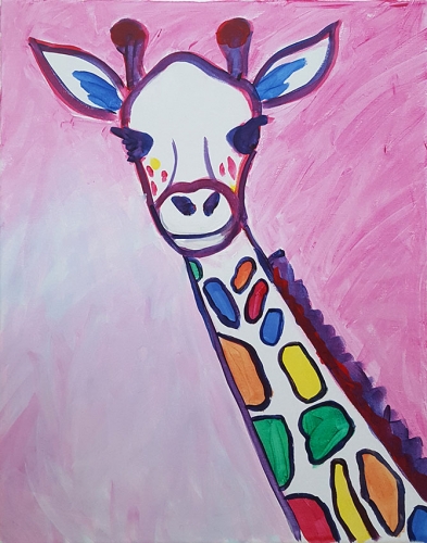 393x500 Mimi's Cafe (Downey) 06172018 Paint Nite Event - Rainbow Giraffe Painting