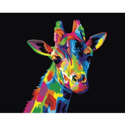 400x400 Qoo10 - Rainbow Giraffe Painting