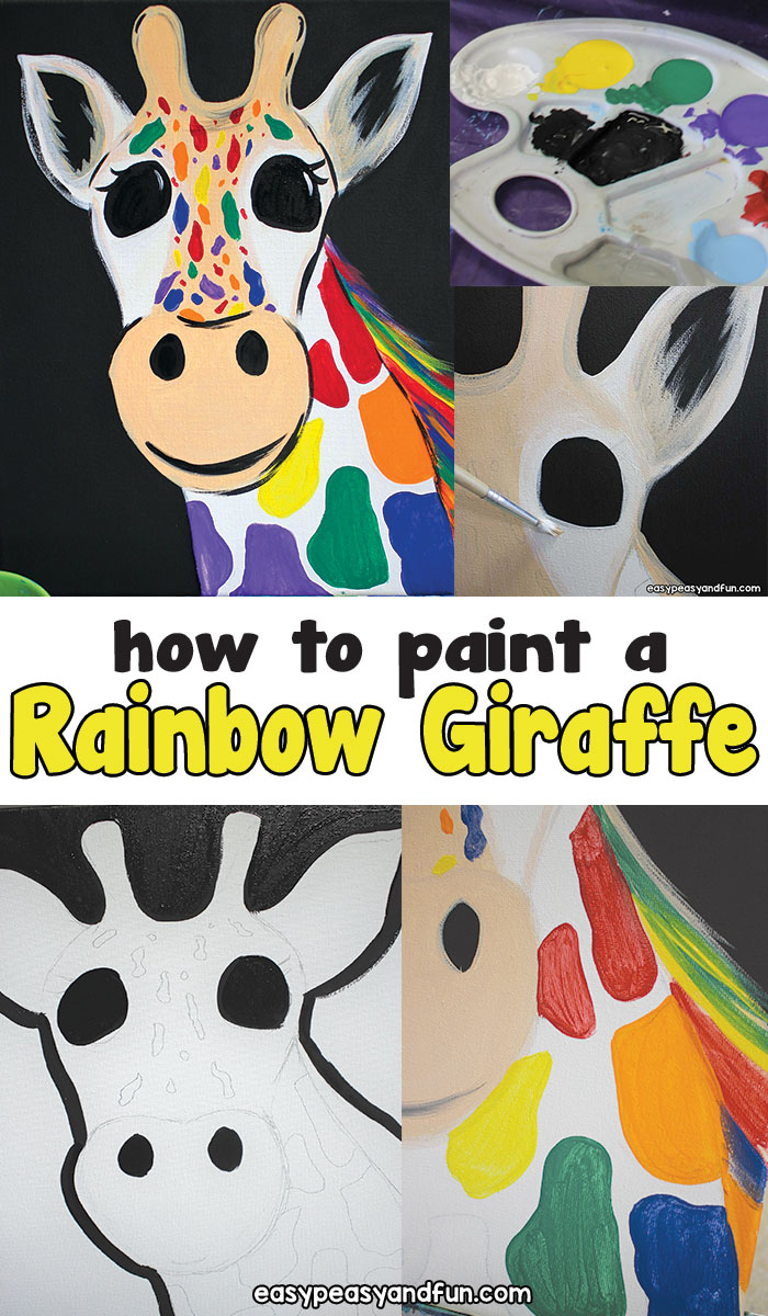 700x1200 Rainbow Giraffe Painting Canvas Art Idea - Rainbow Giraffe Painting