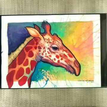 360x360 Wall Art Print, Rainbow Giraffe, Mothers Day Gift, Baby Girl - Rainbow Giraffe Painting