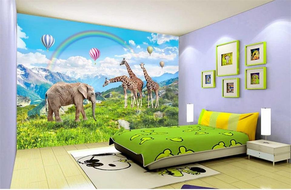 960x629 Custom Mural Wallpaper Kids Room 3d Photo Wallpaper Rainbow - Rainbow Giraffe Painting