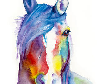 340x270 Rainbow Horse Etsy - Rainbow Horse Painting