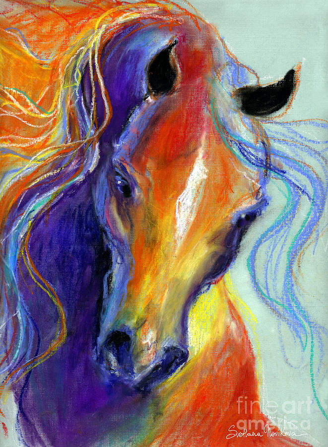 661x900 Stallion Horse Painting Painting By Svetlana Novikova - Rainbow Horse Painting
