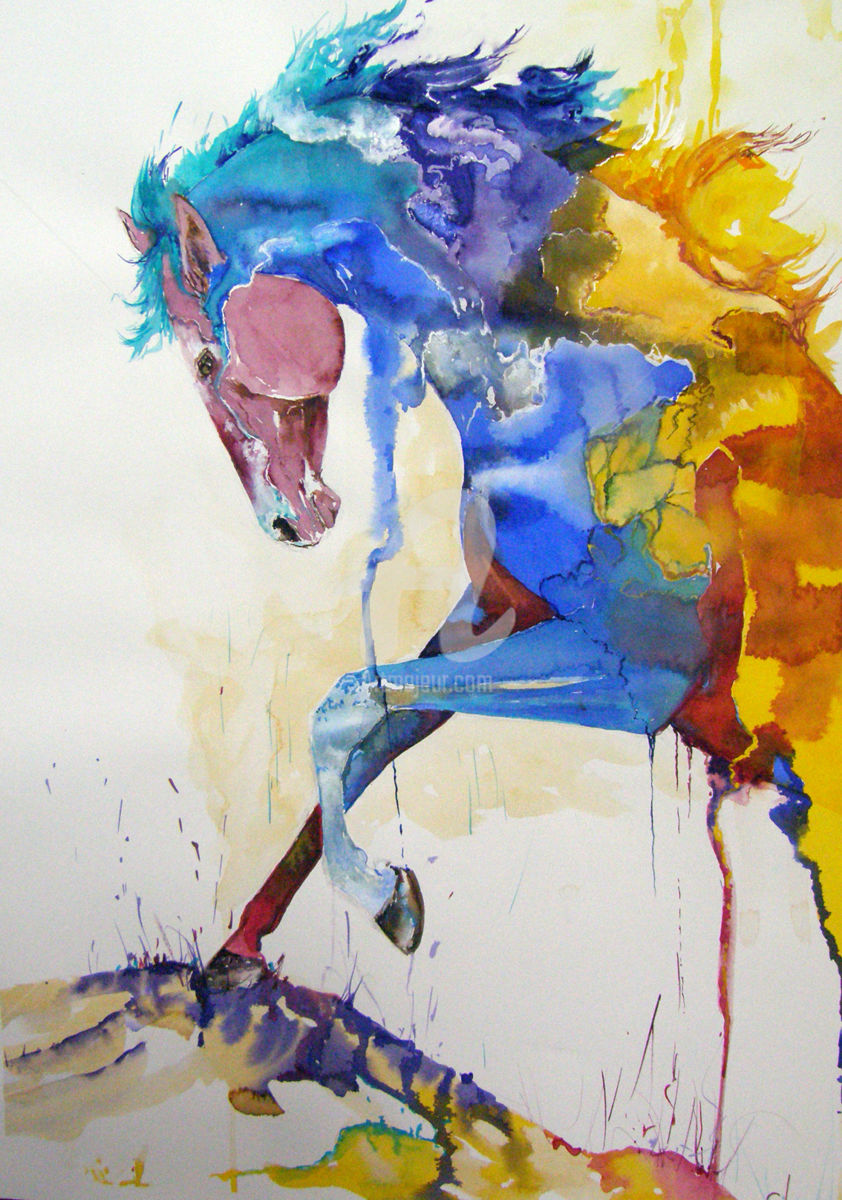842x1200 The Rainbow Horse (Cl) - Rainbow Horse Painting