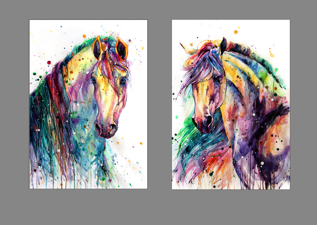 1024x727 Rainbow Horses By Elenashved - Rainbow Horse Painting