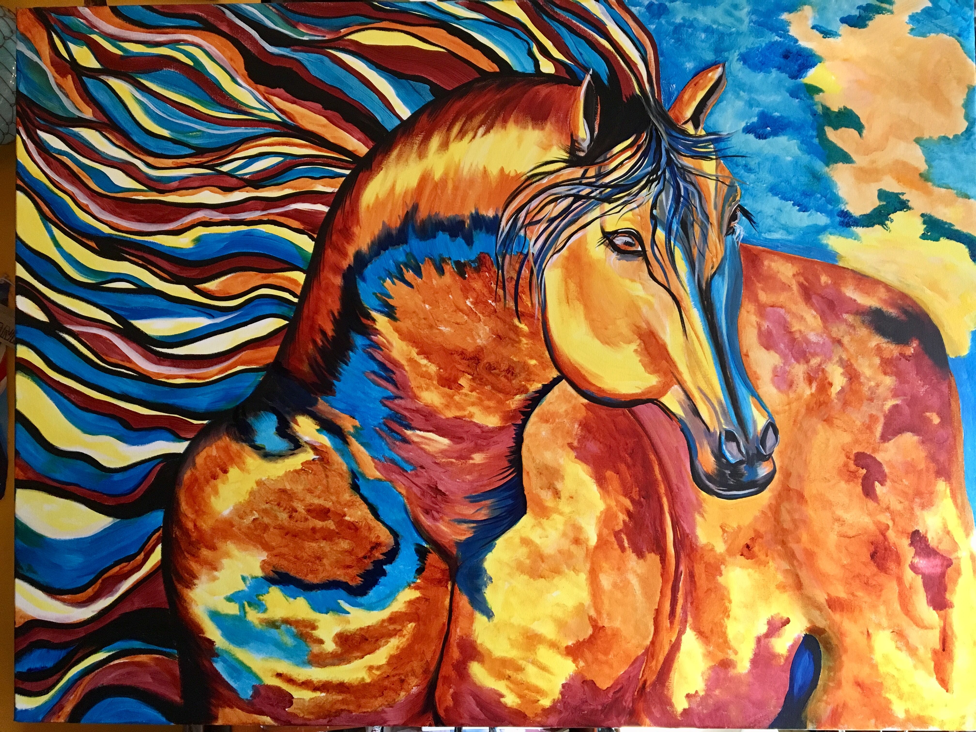 4032x3024 Colorful Horse Painting - Rainbow Horse Painting