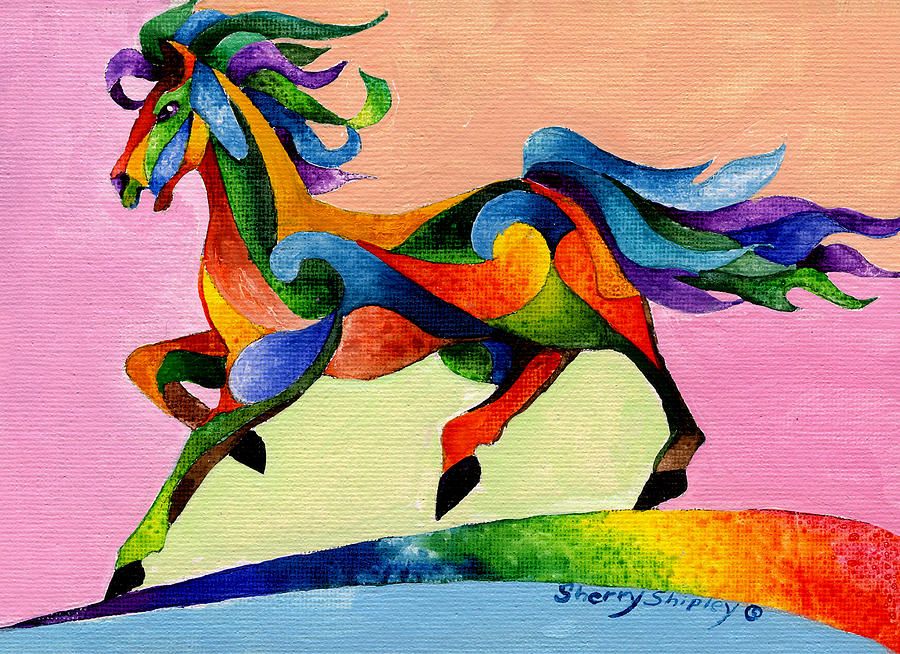 900x654 Horse Painting - Rainbow Horse Painting