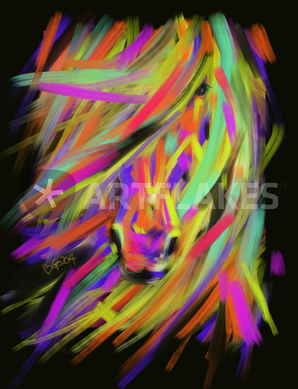 614x800 Horse Rainbow Hair Painting Art Prints And Posters By Go Van - Rainbow Horse Painting