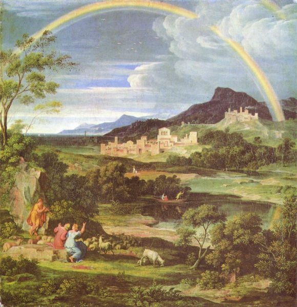 580x599 Joseph Anton Koch. Expert Art Authentication, Certificates - Rainbow Landscape Painting