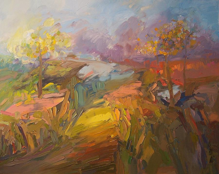 900x715 Rainbow Landscape Painting By Roland Kay - Rainbow Landscape Painting