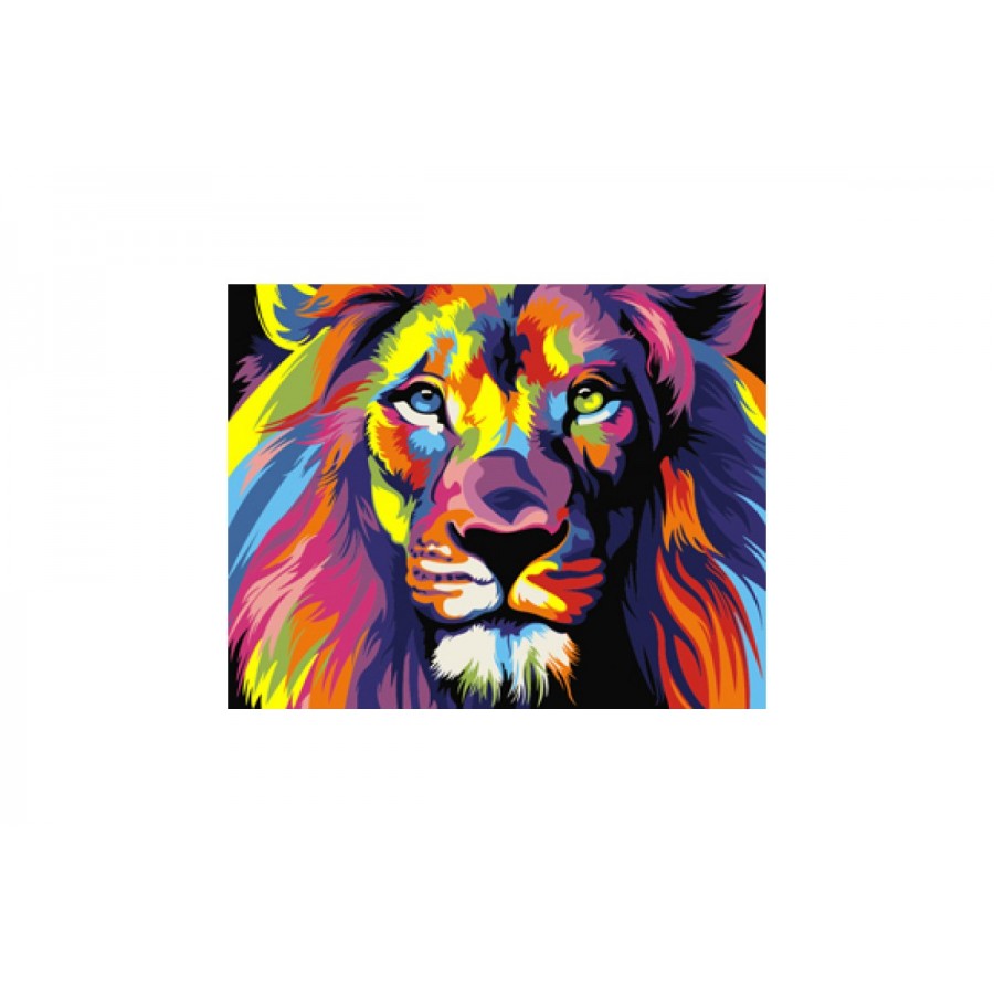 900x900 Painting By Numbers Rainbow Lion A4 Ta40106 - Rainbow Lion Painting