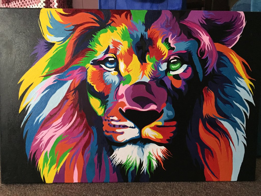 1024x768 Rainbow Lion - Rainbow Lion Painting