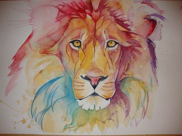 600x450 Rainbow Lion By On @ - Rainbow Lion Painting