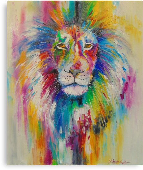 462x550 Rainbow Lion Canvas Prints By Olyha Redbubble - Rainbow Lion Painting